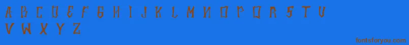 フォントHalowen – 茶色の文字が青い背景にあります。