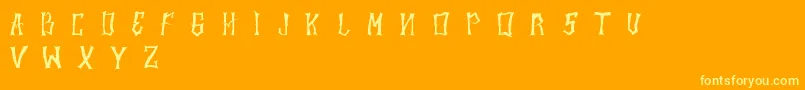 Halowen-Schriftart – Gelbe Schriften auf orangefarbenem Hintergrund