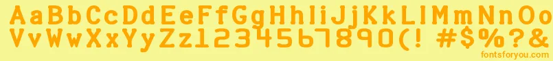 フォントHALTER   – オレンジの文字が黄色の背景にあります。