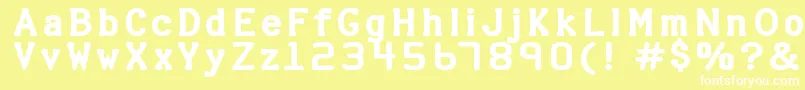 HALTER  -fontti – valkoiset fontit keltaisella taustalla
