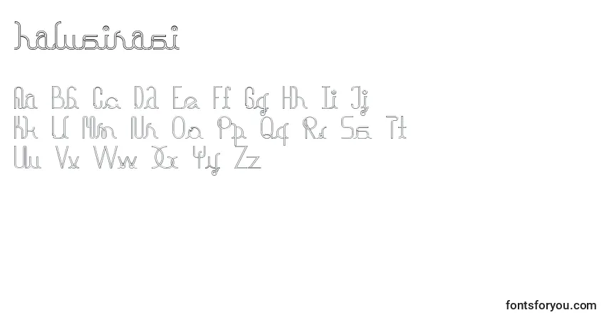 Schriftart Halusinasi – Alphabet, Zahlen, spezielle Symbole