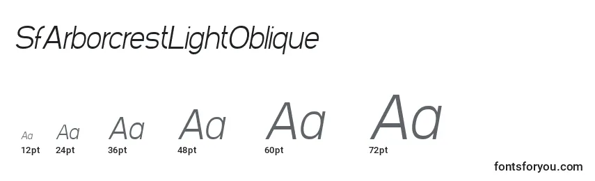 SfArborcrestLightOblique Font Sizes