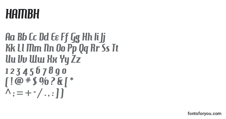 Schriftart HAMBH    (128911) – Alphabet, Zahlen, spezielle Symbole