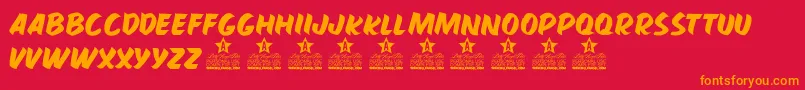 HAMBURGUER PERSONAL USE-Schriftart – Orangefarbene Schriften auf rotem Hintergrund