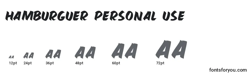 HAMBURGUER PERSONAL USE Font Sizes