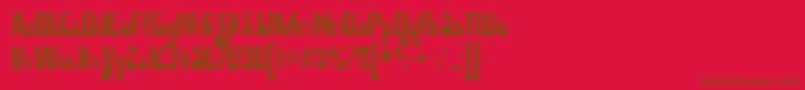 hamma mamma jamma-Schriftart – Braune Schriften auf rotem Hintergrund