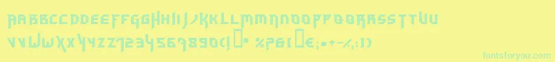 フォントHammerhead – 黄色い背景に緑の文字