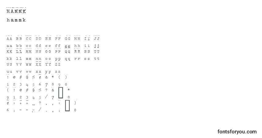 Шрифт HAMMK    (128922) – алфавит, цифры, специальные символы