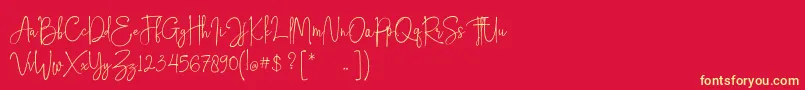 Hampton free personal use-Schriftart – Gelbe Schriften auf rotem Hintergrund