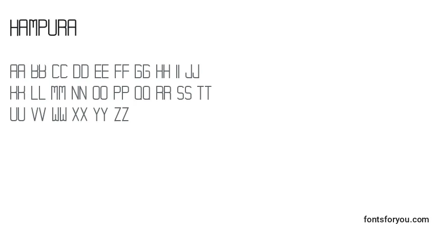 Schriftart Hampura – Alphabet, Zahlen, spezielle Symbole