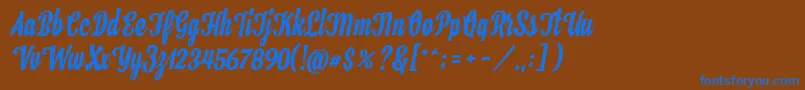 Hamster Font – Blue Fonts on Brown Background