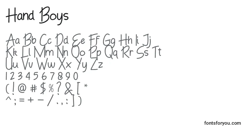 Czcionka Hand Boys – alfabet, cyfry, specjalne znaki