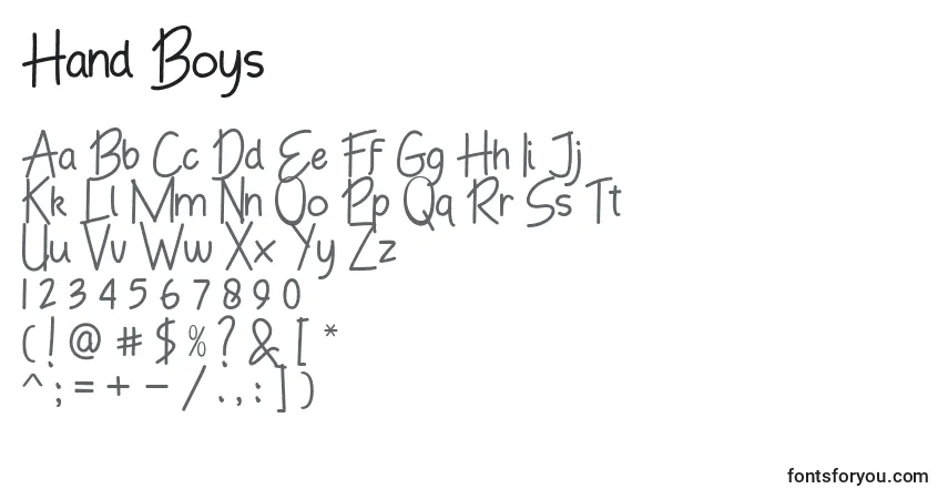 Schriftart Hand Boys (128929) – Alphabet, Zahlen, spezielle Symbole