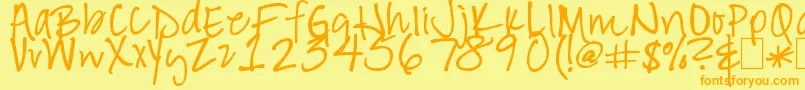 Hand of Hee Font – Orange Fonts on Yellow Background