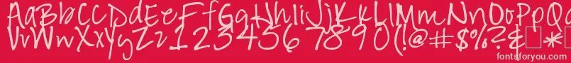 Hand of Hee Font – Pink Fonts on Red Background