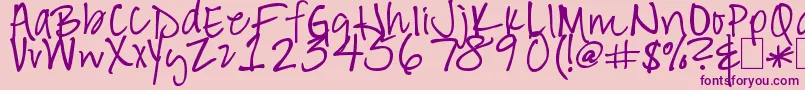 Hand of Hee Font – Purple Fonts on Pink Background