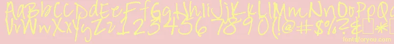 Hand of Hee Font – Yellow Fonts on Pink Background