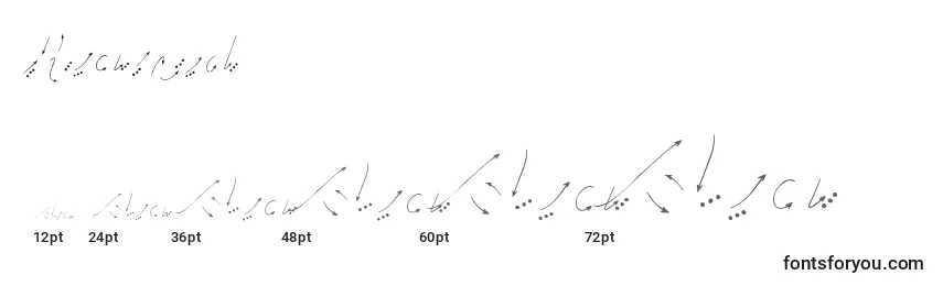 Größen der Schriftart Hand (128931)