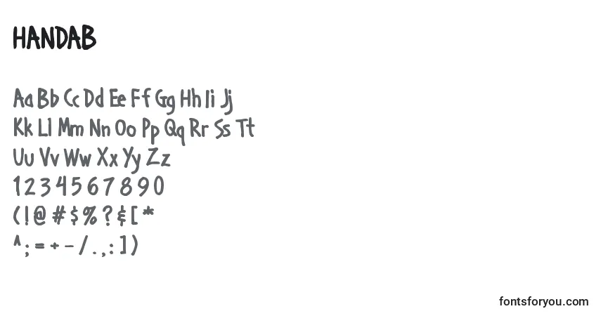 Schriftart HANDAB   (128934) – Alphabet, Zahlen, spezielle Symbole