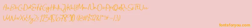 Handanidemo-Schriftart – Orangefarbene Schriften auf rosa Hintergrund