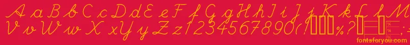 Fonte HANDC    – fontes laranjas em um fundo vermelho