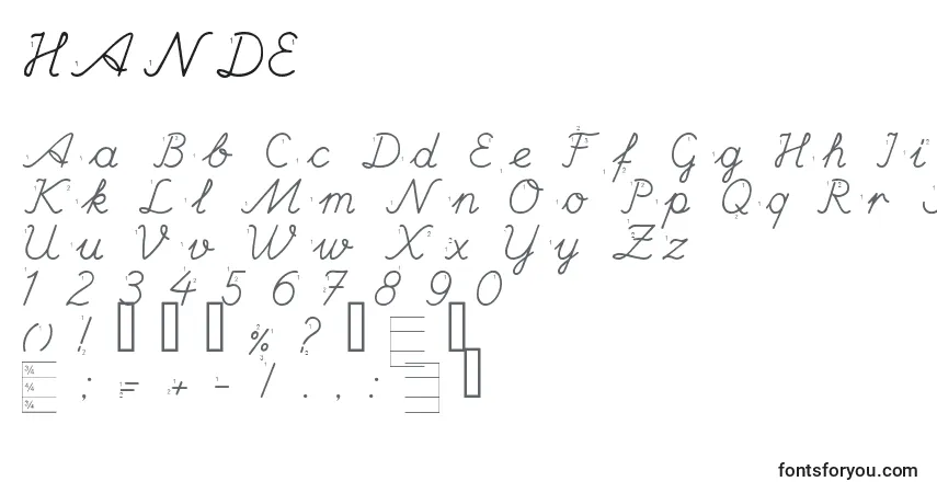 Schriftart HANDE    (128937) – Alphabet, Zahlen, spezielle Symbole