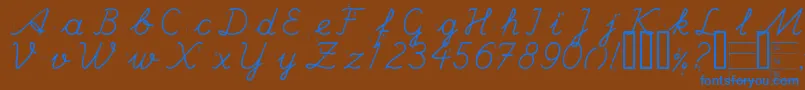 フォントHANDE    – 茶色の背景に青い文字