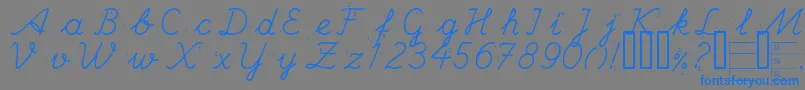 フォントHANDE    – 灰色の背景に青い文字