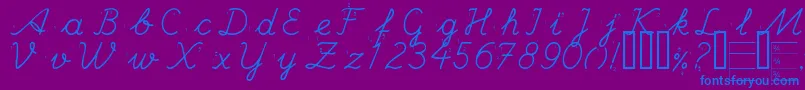 HANDE   -fontti – siniset fontit violetilla taustalla