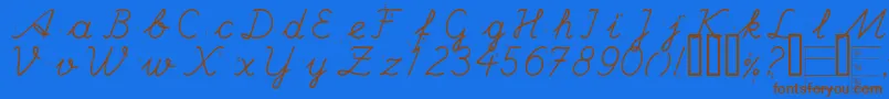 フォントHANDE    – 茶色の文字が青い背景にあります。