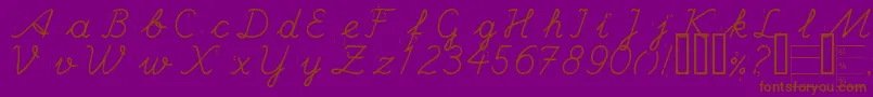 HANDE   -fontti – ruskeat fontit violetilla taustalla