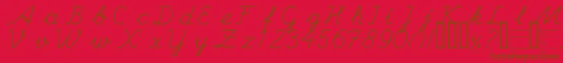 Czcionka HANDE    – brązowe czcionki na czerwonym tle