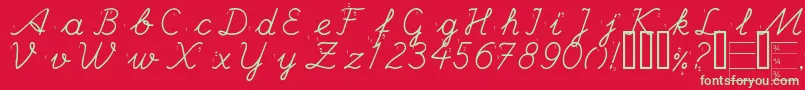 HANDE   -fontti – vihreät fontit punaisella taustalla