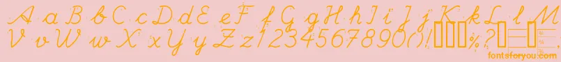 フォントHANDE    – オレンジの文字がピンクの背景にあります。