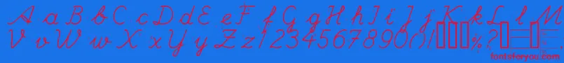 HANDE   -Schriftart – Rote Schriften auf blauem Hintergrund