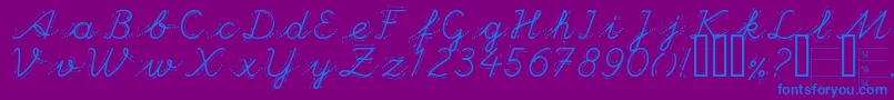 HANDG   -Schriftart – Blaue Schriften auf violettem Hintergrund