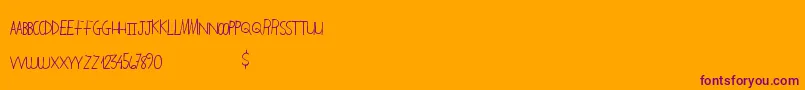 Fonte HandingOver – fontes roxas em um fundo laranja