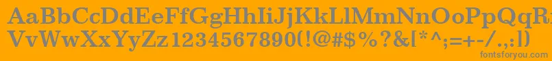 ImpressumLtBold-Schriftart – Graue Schriften auf orangefarbenem Hintergrund