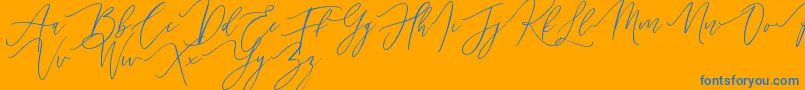 Handita-Schriftart – Blaue Schriften auf orangefarbenem Hintergrund