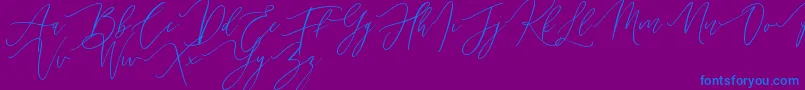 Handita-Schriftart – Blaue Schriften auf violettem Hintergrund