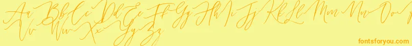 Handita-Schriftart – Orangefarbene Schriften auf gelbem Hintergrund