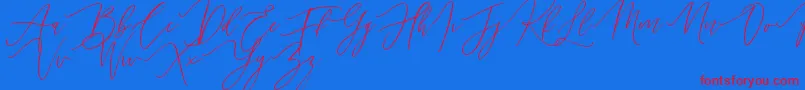 Handita Font – Red Fonts on Blue Background
