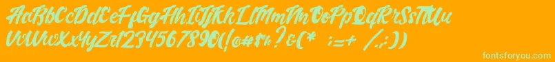 Fonte Handletterink – fontes verdes em um fundo laranja