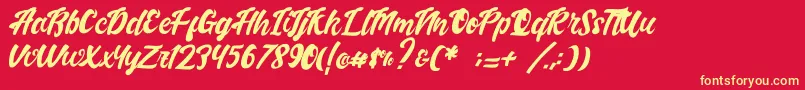 Handletterink Font – Yellow Fonts on Red Background