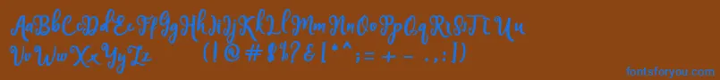 Handley Font – Blue Fonts on Brown Background