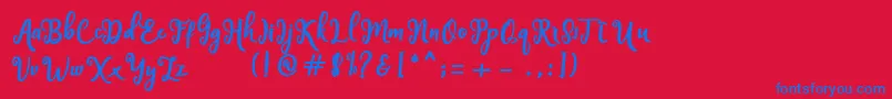 フォントHandley – 赤い背景に青い文字
