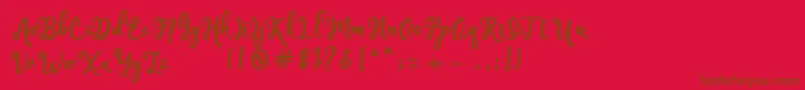 Handley-fontti – ruskeat fontit punaisella taustalla