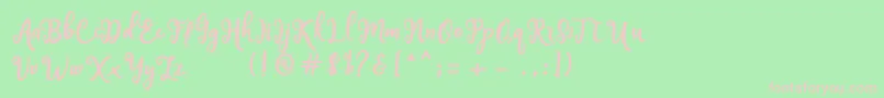 Handley-fontti – vaaleanpunaiset fontit vihreällä taustalla