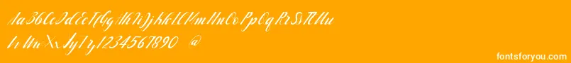 handlove-Schriftart – Weiße Schriften auf orangefarbenem Hintergrund