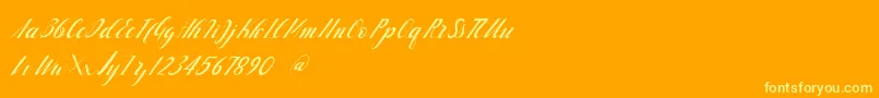 handlove-Schriftart – Gelbe Schriften auf orangefarbenem Hintergrund